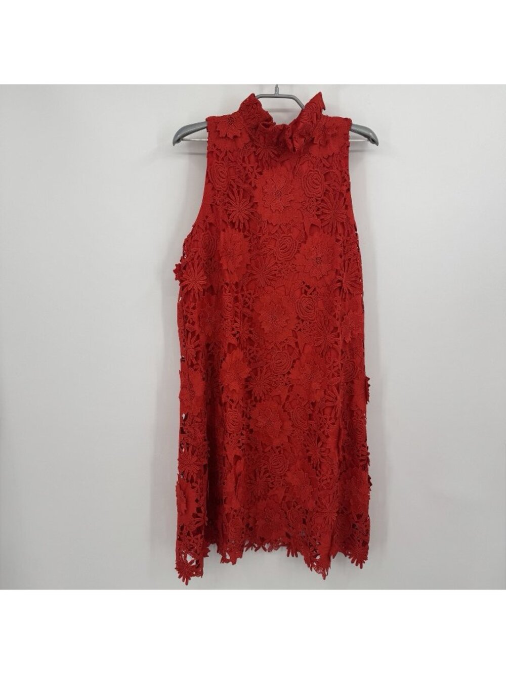 Tuckernuck Red Guipure Lace Blythe Dress sz XL Sleeveless Swing Bow Ruffle NWT